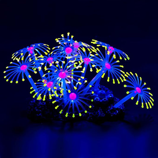 Uniclife Glowing Effect Artificial Coral Plant for Fish Tank, Decorative Aquarium Ornament (Yellow)