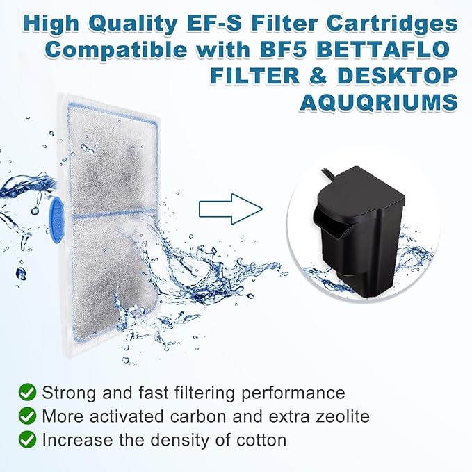 driamor 10 Pack Filter Cartridges Compatible with EF-S Element and BF5 BETTAFLO Filter, Thickened Fish Tank Replacement Filters Cartridge with Zeolite