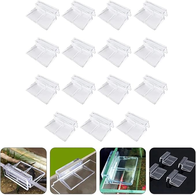 Aquarium lid Clips 15Pcs Acrylic Aquarium Support Brackets for Glass Covers High Transparency Fish Tank Cover Holder Universal Fit