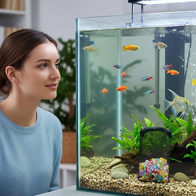 20Pcs Reusable Aquarium Media Bag, Aquarium Filter Media Bags, Fine Mesh Bag with Zipper for Tank Aquarium, 2 Colors (6" x 4")