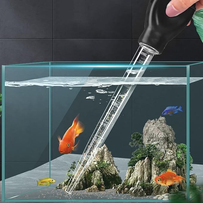 WEAVERBIRD Manual Fish Tank Water Changer Aquarium Dropper, 30ml Aquarium Clean Pipette Dropper, Fish Tank Cleaning Waste Remover, Aquarium Gravel Cleaning Straw, Black