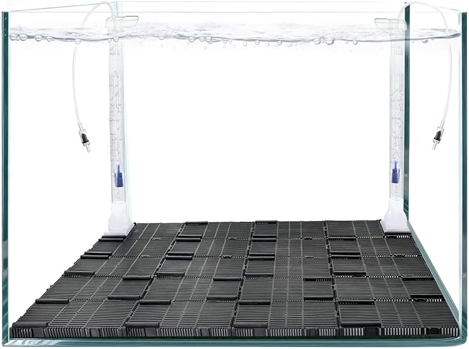 Undergravel Filter System for 20 Gallon Fish Tank, Air-Driven Biofiltration Aquarium Filter Kit with 20 Modular Plates & 2 Adjustable Lift Tubes, Cut-to-Fit Under Gravel for Clear Water