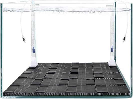 Undergravel Filter System for 20 Gallon Fish Tank, Air-Driven Biofiltration Aquarium Filter Kit with 20 Modular Plates & 2 Adjustable Lift Tubes, Cut-to-Fit Under Gravel for Clear Water