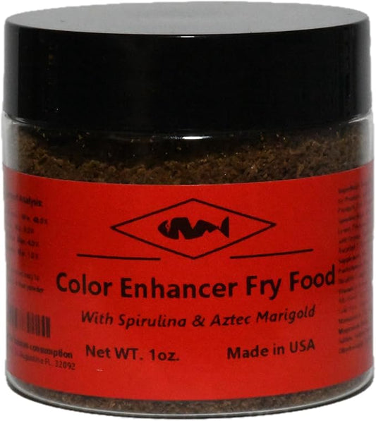 Color Enhancer Fish Fry Food With Spirulina and Aztec Marigold - Powdered Feed For Live Baby Tropical Fish Aquarium Snails and Live Shrimp Formulated For Optimal Nutrition and Brilliant Coloration
