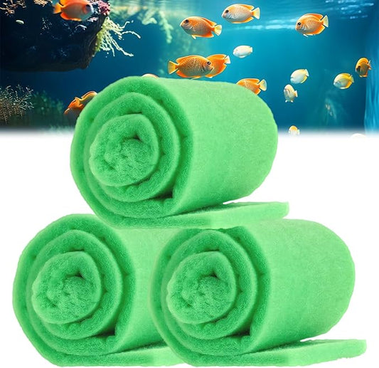 3PCS Aquarium Filter Floss - 12" x 78" (6.5ft per roll) - Total 19ft - 1" Thick Premium Polyester Filter Pad for Fish Tank - Mechanical Filtration, Crystal Clear Water, Fits Most Filters(19ft)