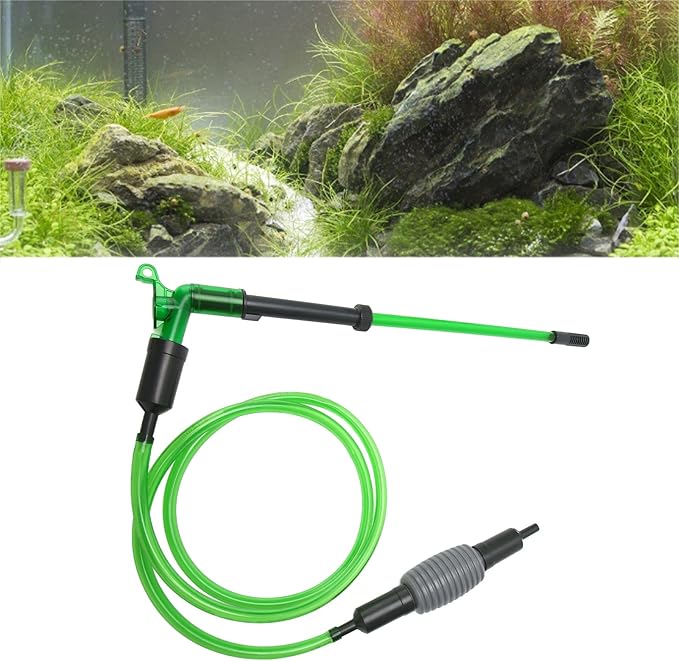 Aquarium Water Changer, Strong Suction Siphon Fish Tank Vacuum Cleaner for Gravel Sand Cleaning E - 300 - Comfortable Handle, Protective Mesh, Safe and Durable Design (E-300)