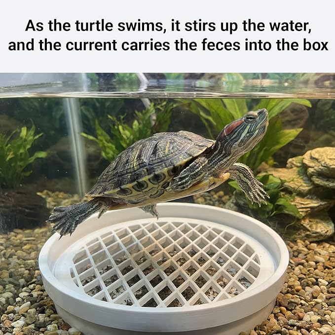 Turtle Poop Collector & Feces Catcher - Passive Underwater Waste Trap for Aquarium - Easy-Clean Reptile Tank Filter for Turtles - No Electricity Needed, Silent Operation (Small)