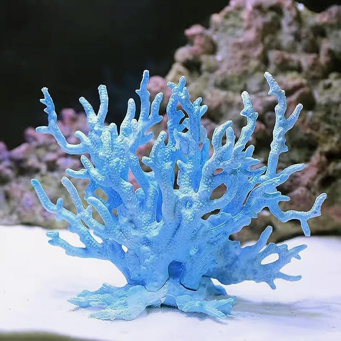 Besimple Artificial Aquarium Coral Ornament Plastic Fish Tank Plants Decoration for Aquarium Landscape (6.7”x5.5”x1.6”)