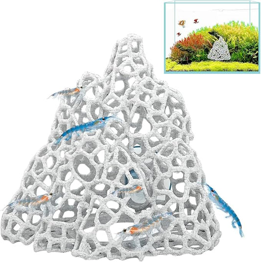 Cave with Suction Cup, Aquarium Betta Fish Hideout Habitat Decor, Stable Resting Hiding Place for Cherry Shrimp, Dwarf Shrimp, Guppy and Small Fish (White)