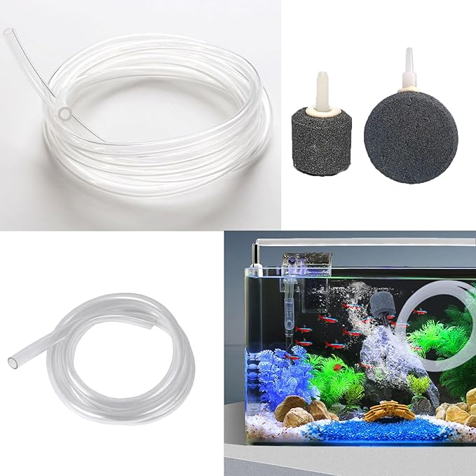 7 Pack Aquarium Air Pump Airline Tubing Replacement with Aquarium Air Stones Aquarium Check Valves for Dual Outlet Aquarium Electric Air Pump Fish Tank Aerator Buckets Oxygen Air Bubbler