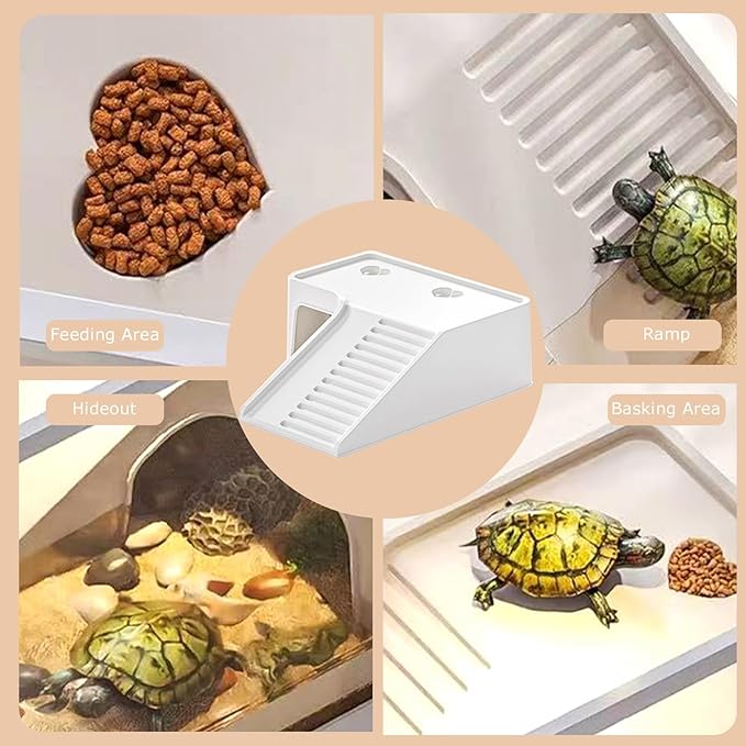 Turtle Tank Starter Kit, Upgraded Aquarium Fish Tank Kit with Filter,Fish Net, Reptile Habitat with Adjustable UV Lamp & Lid,Bask Platform for Crabs,Amphibians,Reptiles.(12"x7.7"x7.2")