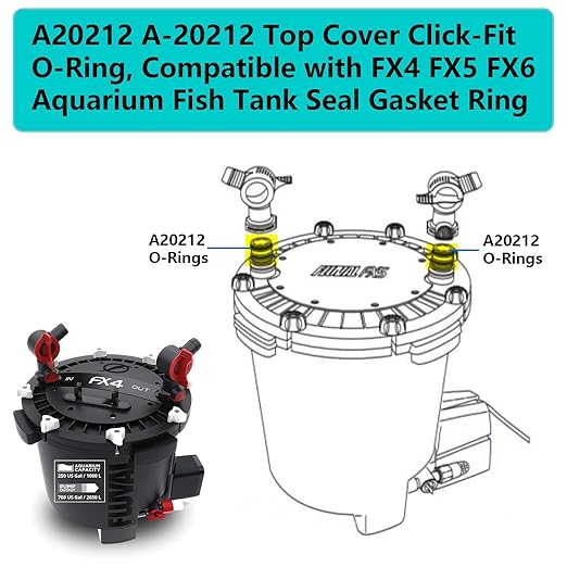 A20212 A-20212 Top Cover Click-Fit O-Ring, Compatible with FX4 FX5 FX6 Aquarium Fish Tank Seal Gasket Ring, Rubber Sealing Washer Replacement Ring for Prevent Leakage(4PCS)