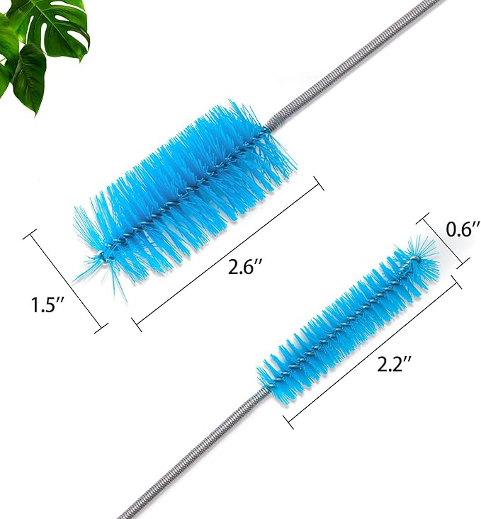 Aquarium Filter Brush Long Pipe Cleaner Elastic Stainless Steel 61 inches Length Double Ended Bristles Tube Brushes for Fish Tank Filter Hose Accessories