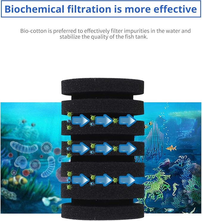 UPETTOOLS 10-40 Gla Aquarium Sponge Filter Ultra Quiet Aquarium Air Pump Small Sponge Fish Tank Filter Comes with 2 Sponges 2of Bio Ceramic Media Balls