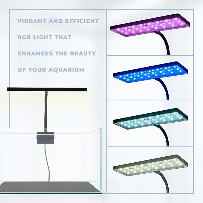 Aqua Worx EOS LED Aquarium Light - Adjustable Gooseneck With 7-Mode RGB Settings - Ideal for Planted Tanks, Fish Tanks, Nano Aquariums - N7 RGB