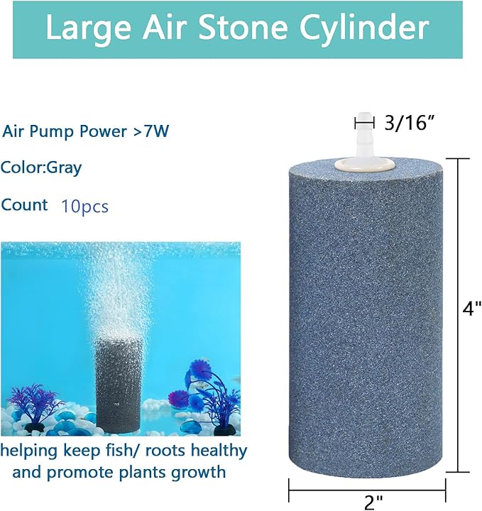 AQUANEAT 4x2 inch Aquarium Air Stones 10pcs, Aerator Diffuser,Air Stones for Aquariums,Fish Tanks,Pond and Hydroponics