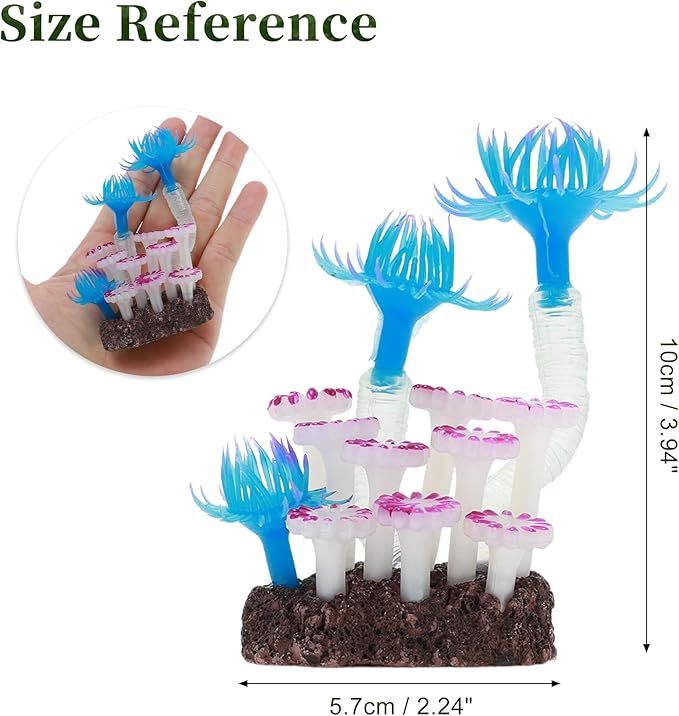 Aquarium Coral, Luminous Fish Tank Ornaments, Silicone Aquarium Plants, Fish Tank Coral, Fake Coral for Fish Landscape Decoration Aquarium Ornaments, Blue Purple