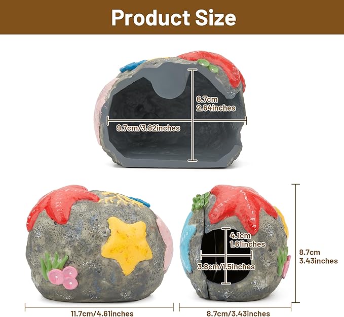 Upgraded Magnetic Detachable Aquarium Hideaway Coral Rock Cave to Check Your Aquatic Pets to Breed, Play and Rest Safe and Non-Toxic Resin Fish Tank Viewing Hideout Ornaments