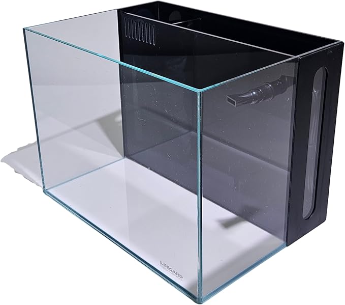 LIFEGARD Low Iron Ultra Clear 4 Gallon Crystal Aquarium with Built in Back Filter with High Polish Filter Sock – 45° Beveled Edge, Rimless Glass, Rectangular Style with Directional Jet Flow