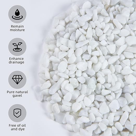 5lb Polished Aquarium Silica Gravel, Decorative Pebbles Substrate for Fish Tank, Vases, All Purpose Silica Gravel for Aquarium, Fire Pits, and Landscaping, Snow White(0.16-0.24”)