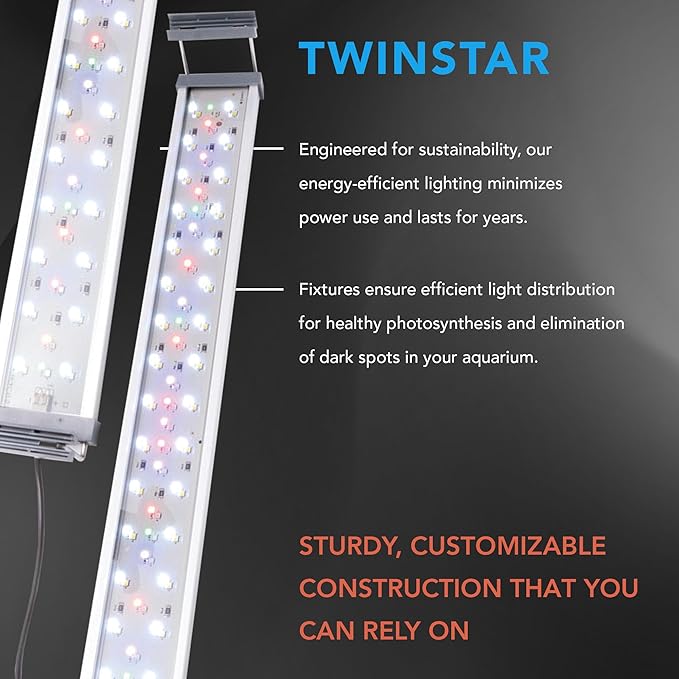 TWINSTAR LED EA Series Aquarium Light - Full Spectrum Fish Tank Light for Aquatic Plants for Aquarium, Built-in Timer & Dimmer (900EA | 90-100 cm - 52W)