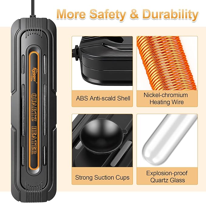 hygger Aquarium Heater, 400W/800W Adjustable Power Fish Tank Heater with Digital Display External Controller, Automatic Power-Off Protection Heater for 80-132 Gallons Freshwater and Saltwater Tank