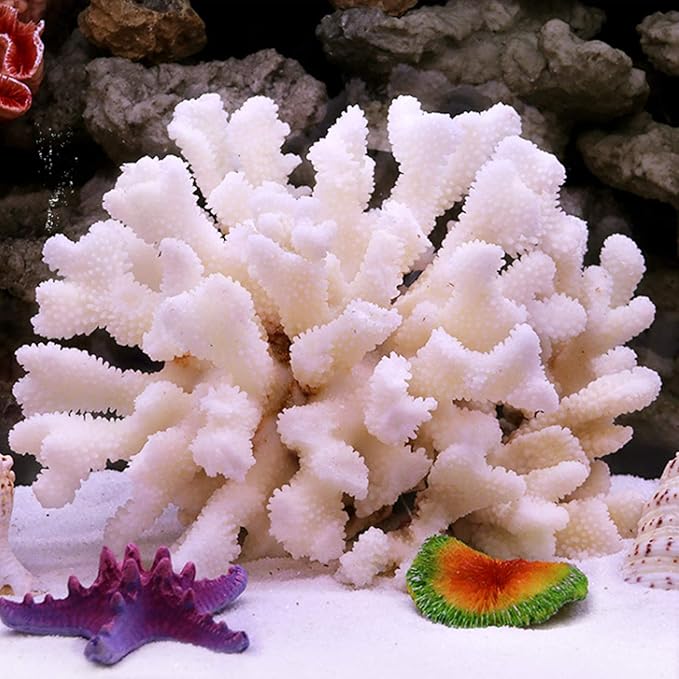 Besimple Pack of 2 Artificial Coral Ornament, Aquarium Resin Coral Decor Underwater Sea Plants Fish Tank Decoration Aquarium Plants