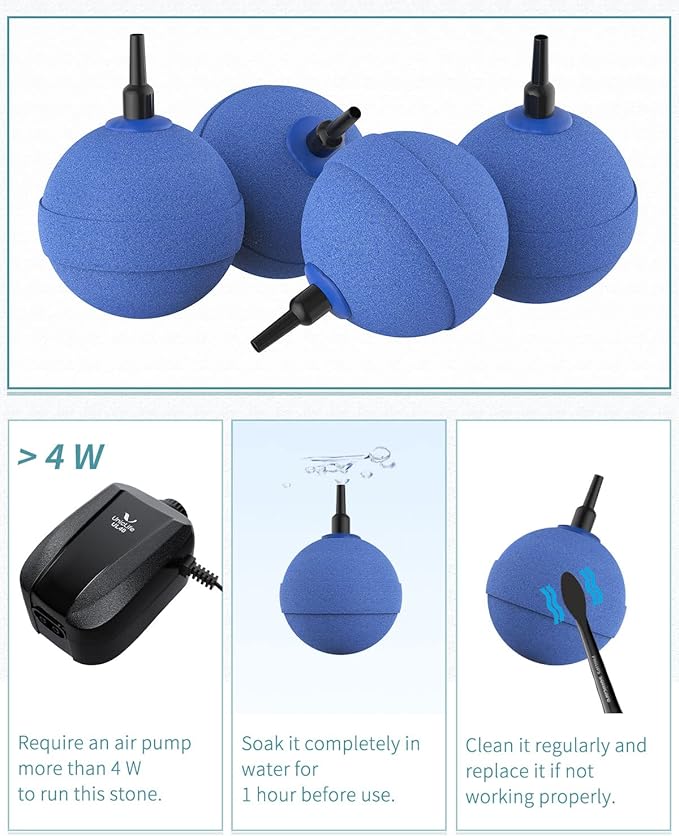 Pawfly Aquarium Air Stone Bubbler 2 Inch, Oxygen Diffuser Airstone for Air Pump Fish Tank Bucket Pond and DWC Reservoir, 8 Pack
