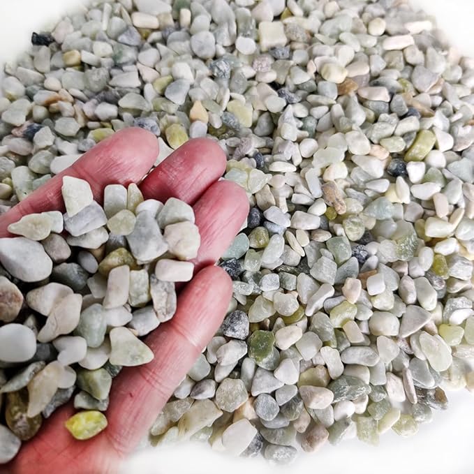 HappyFiller 1.1 LB Natural Decorative Small Jade Gravels Mini River Rocks Soil Cover Pebbles Stones for Succulent Plant,Planter Bonsai,Fairy Garden,Candle Home Decor,Light Green Mix