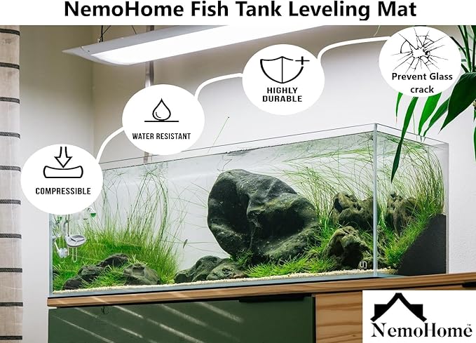 Aquarium Leveling Mat- Compressible Neoprene Foam, Water resistant, Heavy weight support, and Easy to Cut for Fish Tank Stability, Black (12.99 x 19.6 in)