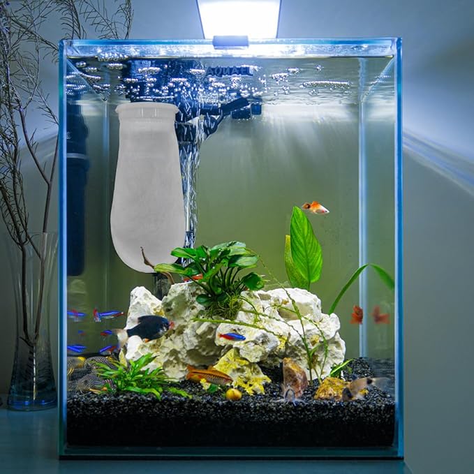 6Pcs 4 Inch Ring by 10 Inch Long Filter Socks 200 Micron, Aquarium Felt Socks, Aquarium Filter Bags for Freshwater Saltwater Aquariums Fish Tank, Sump Filter Socks, Use in Ponds Overflows