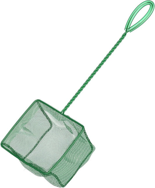 Pawfly Aquarium Fish Net with Braided Metal Handle Square Net with Soft Fine Mesh Sludge Food Residue Wastes Skimming Cleaning Net for Fish Tanks Small Koi Ponds and Pools