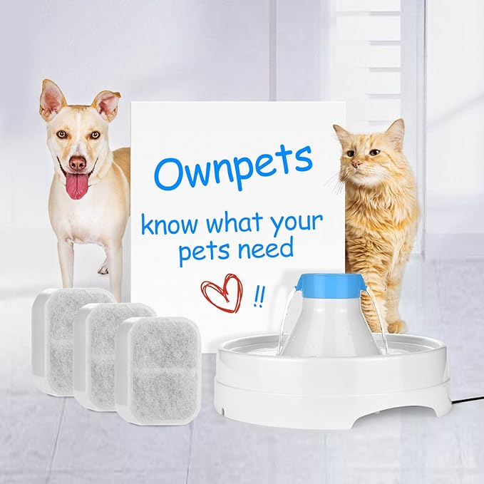 OWNPETS Replacement Cotton Activated Carbon Filters for Cat Dog, Pet Water Drinking Fountain 3 Packs