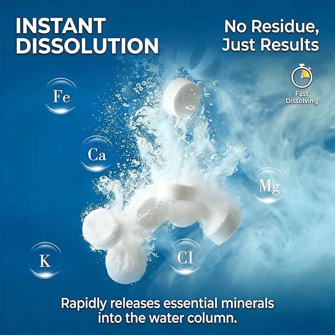 MAQIHAN 150 Tablets Aquarium Salt - Aquarium Salt Freshwater for Freshwater Tank Koi Pond Salt for Koi Fish, Goldfish, Guppies, Mollies, Scats, Monos