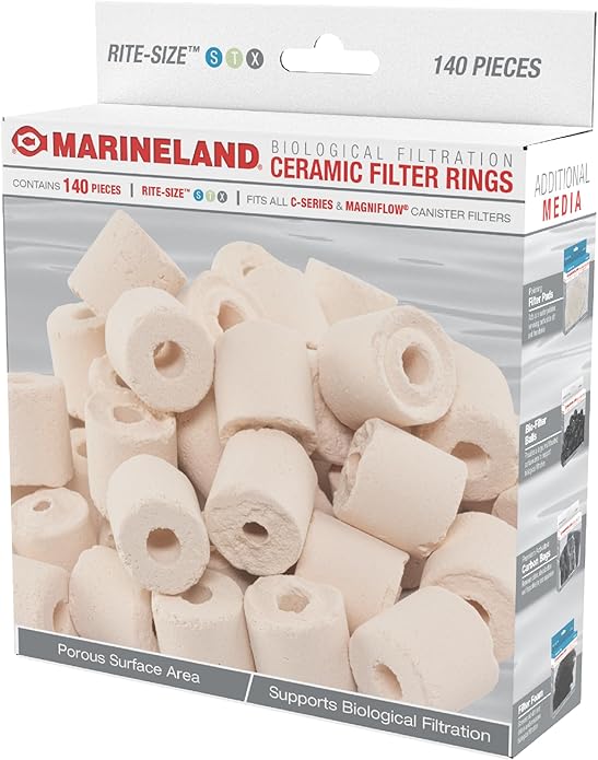 Marineland Ceramic Filter Rings, 140 Count, Support Biological Aquarium Filtration, Rite-Size S, T and X, Fit All C-Series and Magniflow Canister Filters