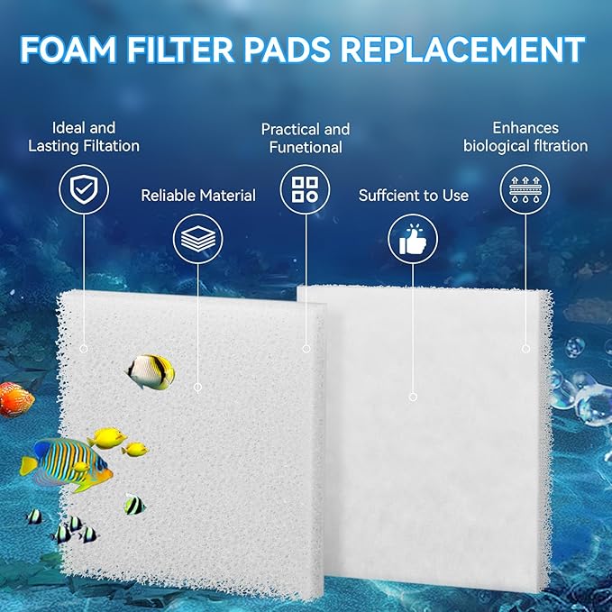 Magluv C3 Poly Foam Pad Fit for Fluval C3 Power Filter White Filter Foam Aquarium Filter Pad Media Replacement, 10-Pack (C3)