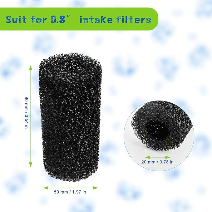 Sankoly 12 Pieces Aquarium Filter Sponge 0.8" Intake Shrimp Filter Coarse Sponge Filter for Aquarium Fish Tank, Protect Fish Fry and Shrimp, Black