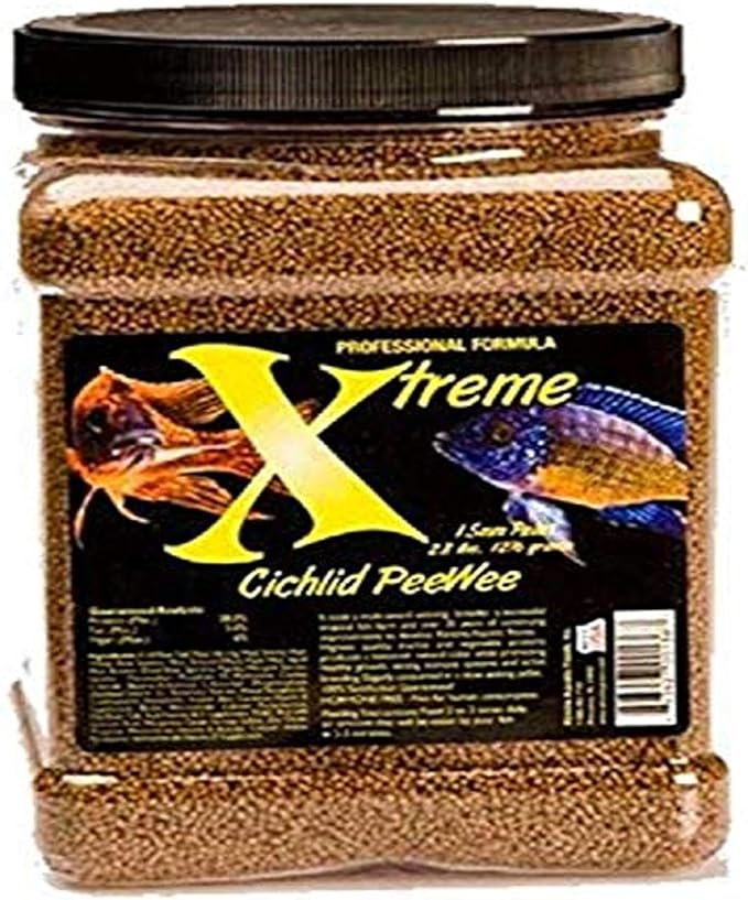 Xtreme Cichlid Peewee 1.5 mm Pellets - Proven Nutrition for Cichlids - Balanced Amino Acids, Boost Immune & Digestive Health, Color & Energy, Max Protein Freshwater Fish Food – USA Farm Grown (38oz)