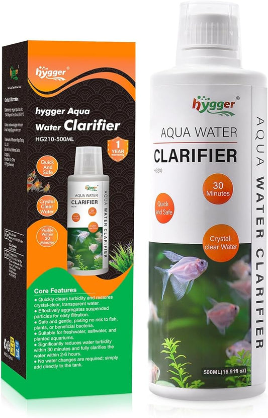 hygger Aquarium Water Clarifier, Water Clarifier for Fish Tank, Clears Cloudy Water for Freshwater and Saltwater Tanks, 500 ML