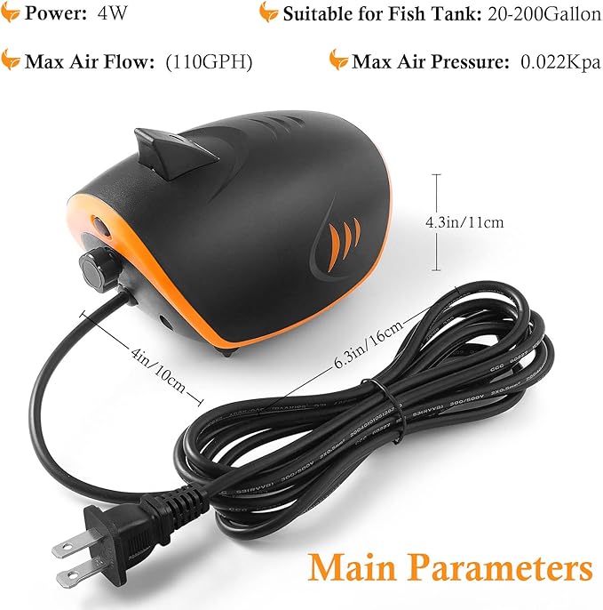 HITOP 110GPH Aquarium Air Pump and HITOP 7in Sponge Filter