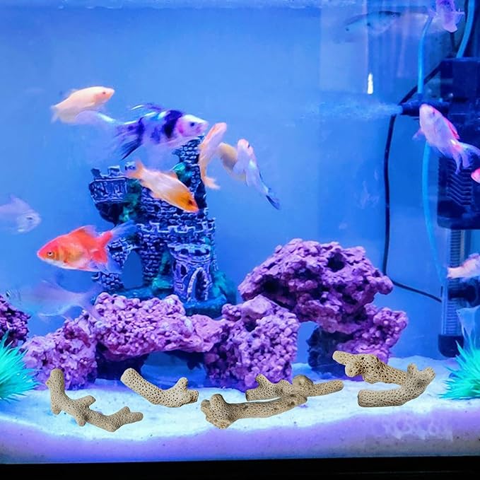 1.1lb/500g Crushed Coral, Natural Fish Tank Crushed Coral, Crushed Coral Filter for Freshwater Aquarium Ph Aquarium Bio Filter Media Bag Reusable Aquarium Filter