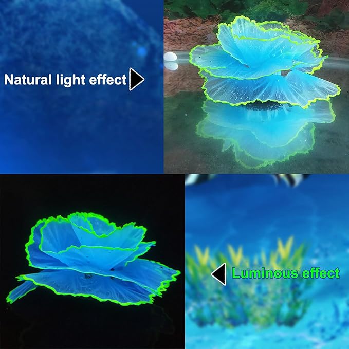 Besimple Artificial Coral Ornament Glowing Effect Resin Aquarium Plants Coral Aquarium Fish Tank Decorations(Blue)