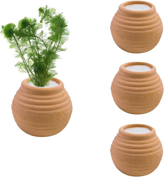 4 Pack Aquatic Plants Fixed Ring Set, Anti-Floating Ceramic Planter for Fixing Water Plants, Aquarium Decoration Fish Tank Accessories Landscaping Ornaments, Red