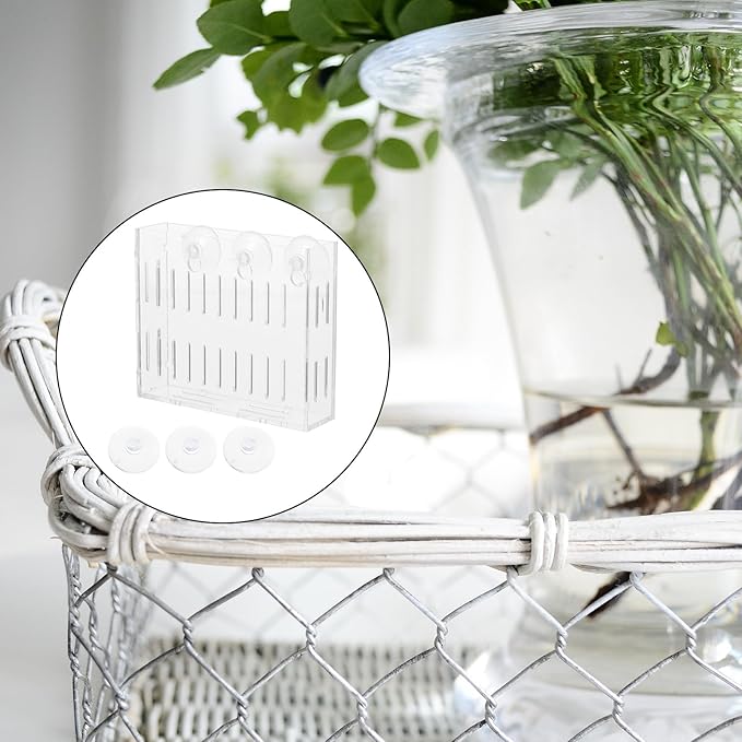Mipcase Aquarium Plant Holder Clear Acrylic Fish Tank Frame with Double Suction Cups for Live Aquatic Plants Small Water Plants 3.93X3.34X2.95In Aquarium Accessories