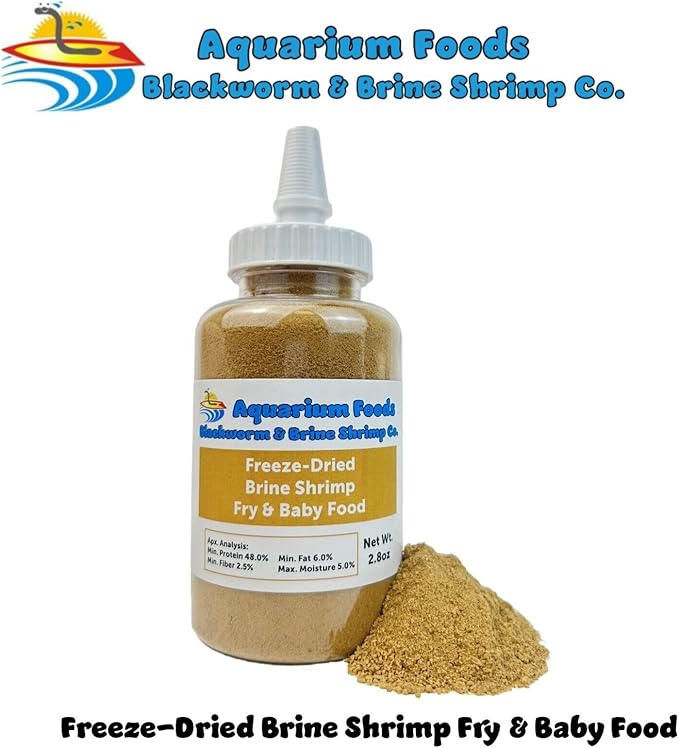 Brine Shrimp Powder-Small Bits Fry & Baby Food for Freshwater Fish, Marine Fish, Baby Pondfish, Corals, Anemones, All Tiny Nanofish, Fry and Babies…2.8oz Lg SB
