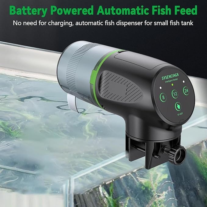 Automatic Fish Feeder for Aquarium - 200ml 360 Degree Rotation, Food Dispenser with Timer, Digital Smart Feeder | Programmable Vacation Feeding for Pond Betta Vacation Feeding Guppy Holiday