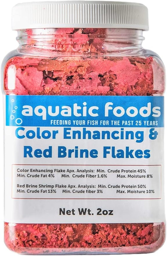 Ultra Color Enhancing Flakes & Red Brine Shrimp Flakes Special Blend Mix. Red Color Enhancing Flakes. Aquatic Foods and Zeigler Foods Mix…2oz Small Jar