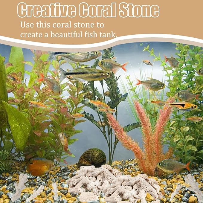 Fish Tank Filter Crushed Coral for Freshwater Aquarium, Material Pond Filter Media to stabilize Raise ph in Freshwater Fish Tank Filter Medi Reusable Crushed corrals (500g/1.1lb)