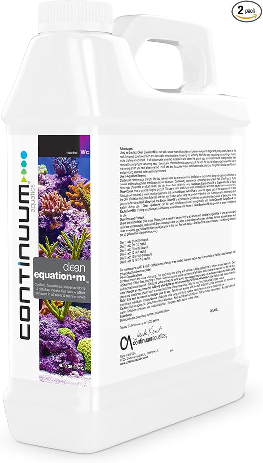 Continuum Aquatics Clean Equation M – Marine Aquarium Cleaner & Clarifier – Clears Water, Loosens Debris, Supports Reef & Fish Health, Advanced Formula 4L