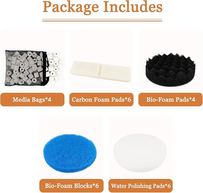 MACIFECI 28 PCS Replacement Filter Media Kit Compatible with Fluval FX2/FX4/FX5/FX6 Aquarium Filters Include Media, Carbon Foam Pad, Water Polishing Pads, Bio-Foam Pads, Foam Block, Mesh Bag